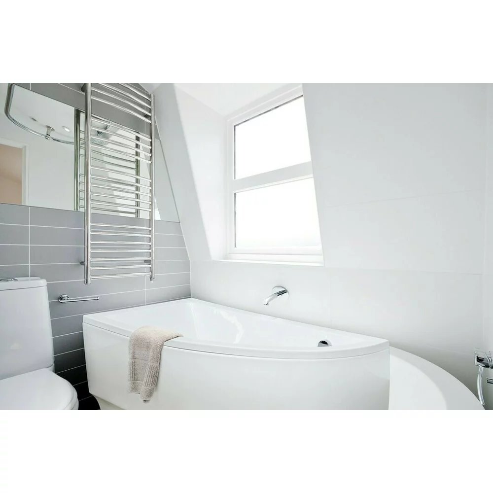 Cadă asimetrică acrilică Besco Praktika 150x70 cm, montaj stânga, alb, picioare incluse [3]