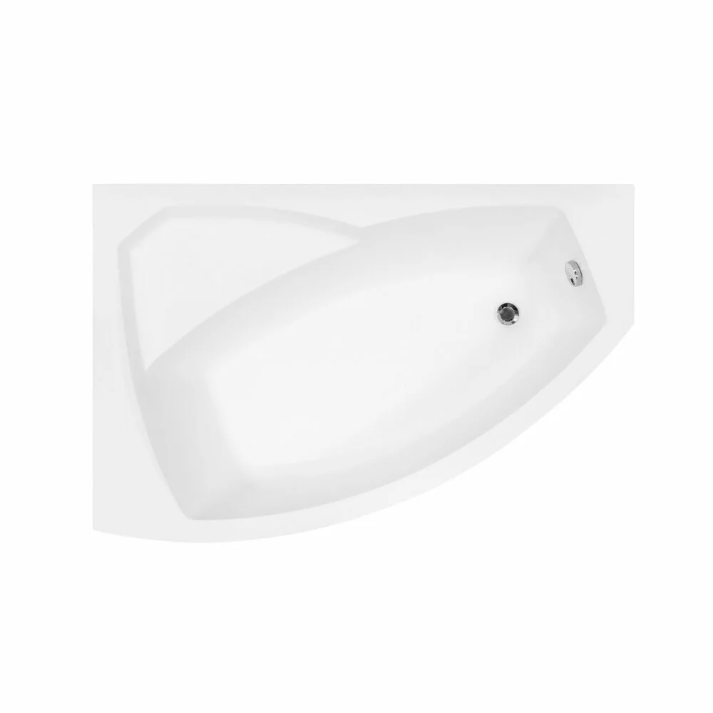 Cadă asimetrică acrilică Besco Rima 170X110 cm, montaj stânga, alb, picioare incluse [1]