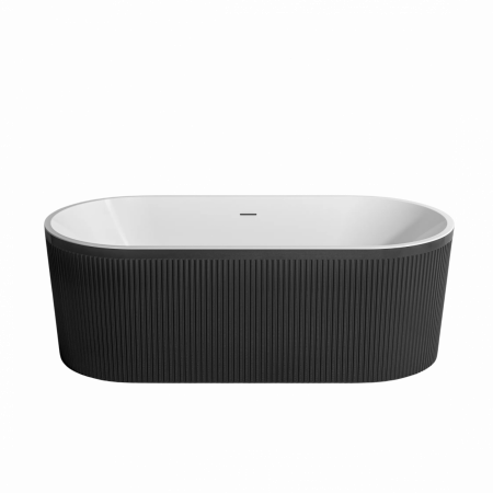 Cada baie freestanding 170 x 75 cm, forma ovala, cu riflaje 3D negru cu alb Scarlet Foglia [1]