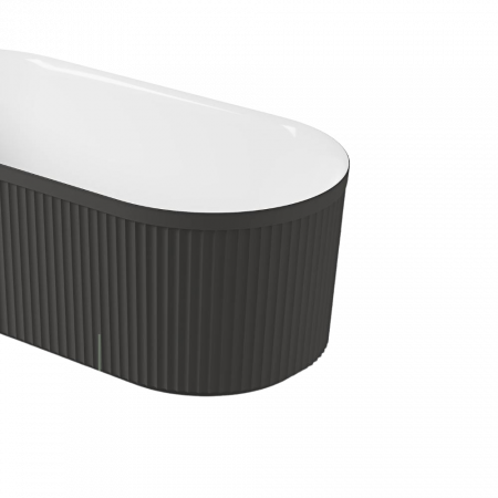 Cada baie freestanding 170 x 75 cm, forma ovala, cu riflaje 3D negru cu alb Scarlet Foglia [2]