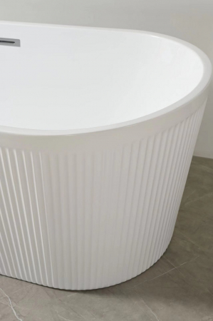 Cada baie freestanding cu riflaje 3D, dimensiune 170 x 75 cm, alb lucios, Scarlet Foglia [2]