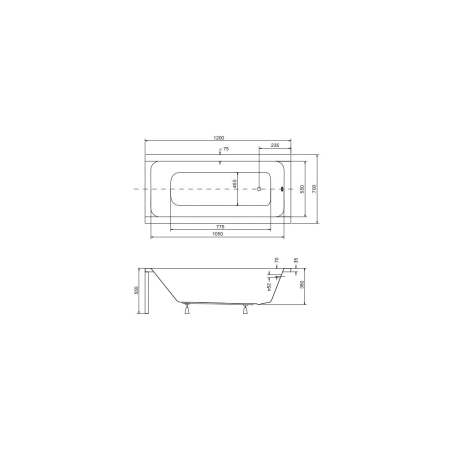 Cadă dreptunghiulară acril Besco Modern 120x70 cm, cu picioare incluse [1]