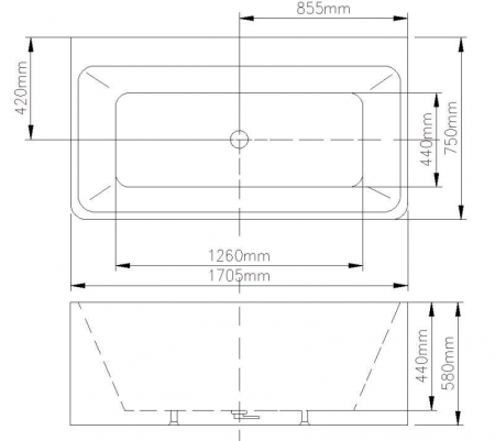 Cadă FLORIDA din acril, freestanding, de perete, 170x75cm - alb lucios [3]