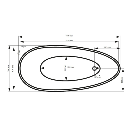 Cada freestanding Besco Goya 160x70 cm, negru lucios, cu ventil click-clack negru mat [3]