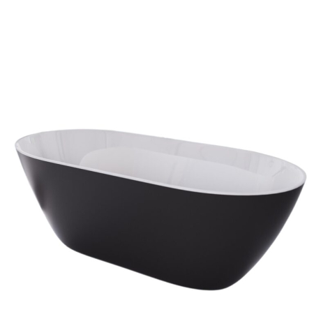 Baie - Cada freestanding Besco Moya 160x72 cm, Black & White, ventil click-clack alb