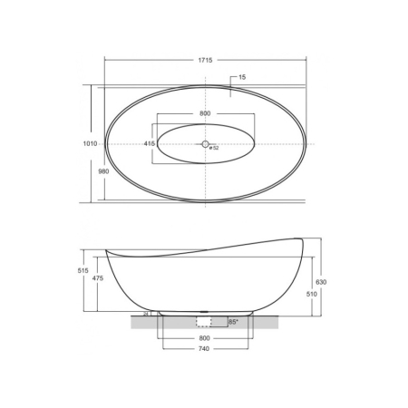 Cada freestanding Besco Siya 171x101 cm, Black&White [3]