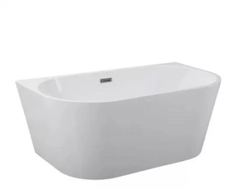 Baie - Cada freestanding Besco Vica 150 cm, interior și exterior alb lucios, cu sifon și preaplin cu umplere crom