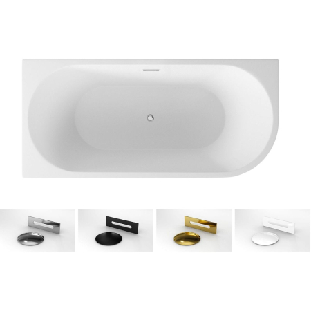 Cada freestanding Besco Zoya 150x75 cm, stânga, alb, cu ornamente albe [2]