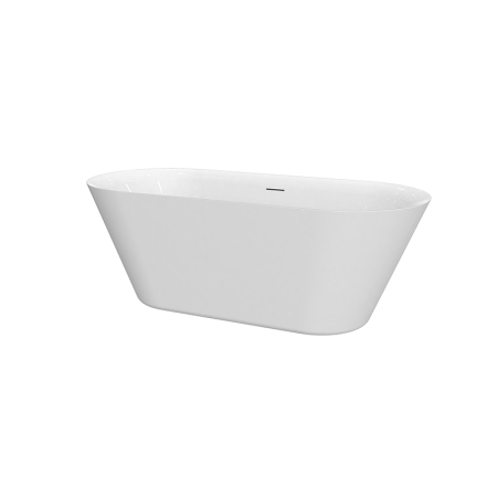 Cazi baie freestanding - Viva Slim 168, cadă ovală fără bordură, acril alb, cu instalație completă