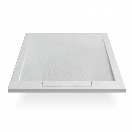 Cădiță de duș STONE 90x90 cm – Marmură Turnată, Alb Mat [4]