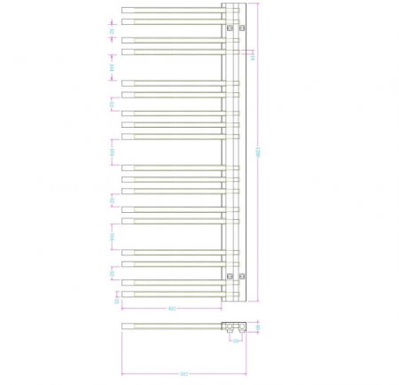 Calorifer portprosop BLACK LINE 1200x502mm - negru mat [2]