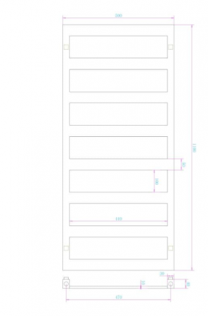 Calorifer portprosop CUBE BLACK 1100x500mm - negru mat [2]