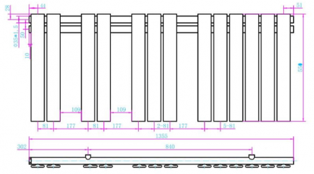 Calorifer portprosop HORIZONT WHITE 1355x550mm - alb lucios [1]