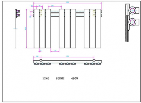 Calorifer portprosop HORIZONT WHITE 900x500mm - alb lucios [1]