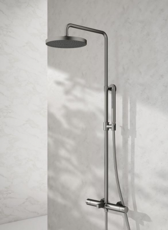 Coloana dus completa cu termostat ELEGANT, cu  3 functii, montaj pe perete – Gun metal [3]