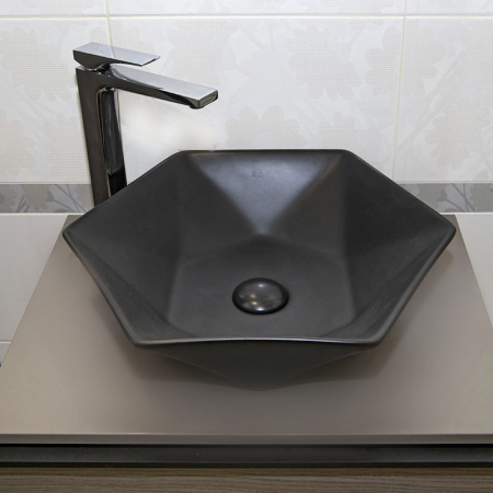 Lavoar pe blat Fluminia, Black Diamond, 49 x 49 cm, negru mat [4]