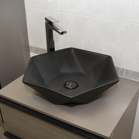 Lavoar pe blat Fluminia, Black Diamond, 49 x 49 cm, negru mat [6]