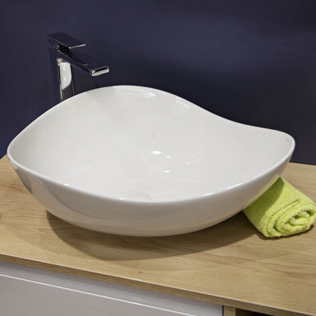 Lavoar pe blat Fluminia Aloe-51, amorf, 51 x 40 cm, alb [6]