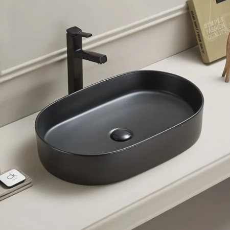 Lavoar baie negru mat montaj pe blat 60 cm, Adelais Foglia [1]
