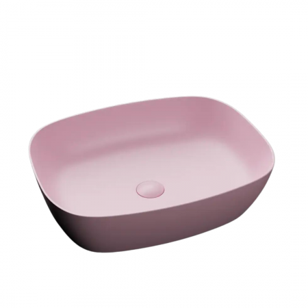 Lavoar baie pe blat, dreptunghiular margini rotunde, roz mat, Bristol Foglia [1]