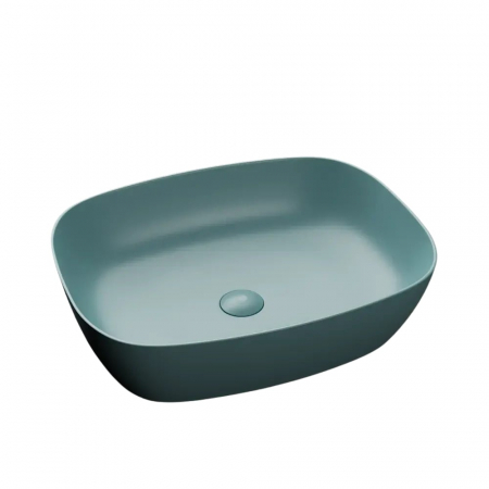 Lavoar baie pe blat, dreptunghiular margini rotunde, verde turcoaz mat, Bristol Foglia [1]
