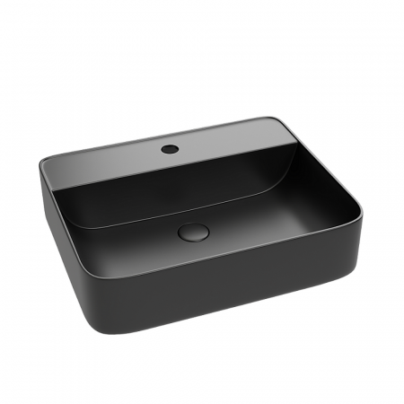 Lavoar baie pe blat, negru mat, dreptunghiular, cu orificiu baterie Foglia Golar [1]