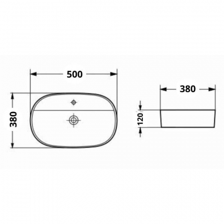 Lavoar baie pe blat, alb, cu orificiu baterie, fara ventil, Foglia Maurice [2]