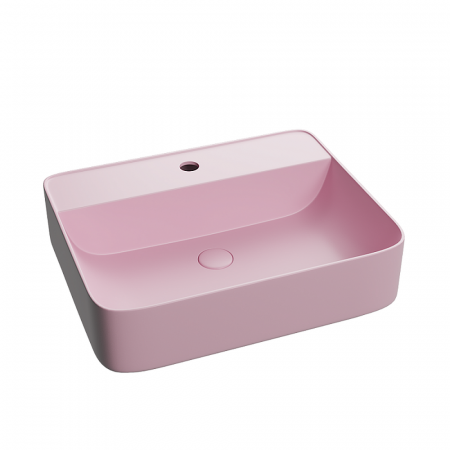 Lavoar baie pe blat, roz mat, dreptunghiular, cu orificiu baterie, Foglia Golar [1]