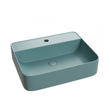 Lavoar baie pe blat, verde turcoaz mat, dreptunghiular, cu orificiu baterie, Foglia Golar [1]