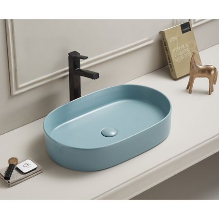 Lavoar baie verde turcoaz mat montaj pe blat 60 cm, Adelais Foglia [1]