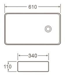 Lavoar dreptunghiular CHARLOTTE, din porțelan, montaj pe blat,  61x34CM - alb [1]