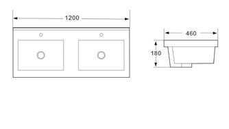 Lavoar dreptunghiular dublu LOWELL, din porțelan, încorporabil, 120X46cm - alb [1]