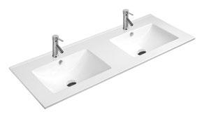 Outlet - Lavoar dreptunghiular dublu LOWELL, din porțelan, încorporabil, 120X46cm - alb