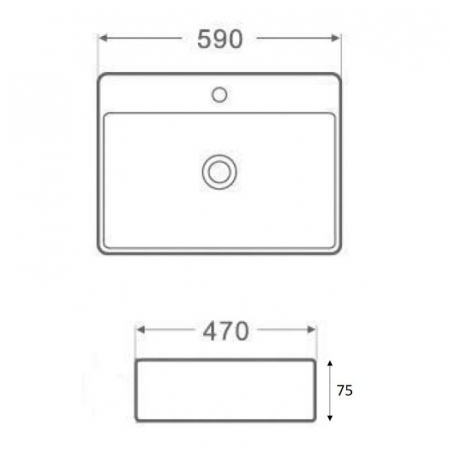 Lavoar dreptunghiular HOUSTON, din porțelan, montaj pe blat, 59x47cm - alb [2]