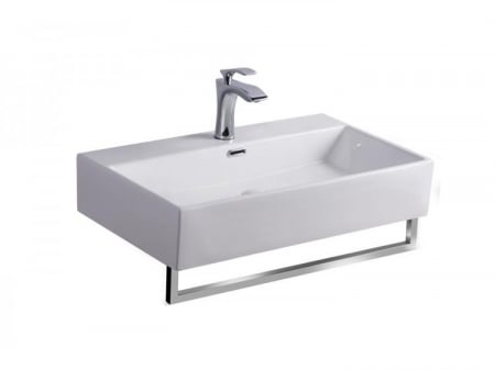 Obiecte sanitare - Lavoar dreptunghiular NORFOLK, din porțelan, cu suport prosoape 60X42cm - alb