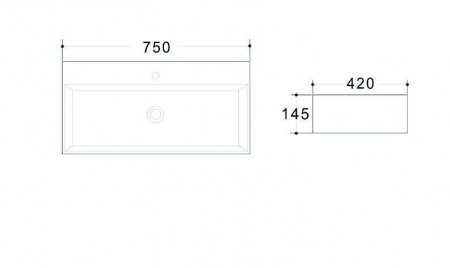 Lavoar dreptunghiular TAMPA, din porțelan, cu picioare metalice 75X42cm - alb [1]