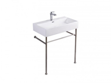 Obiecte sanitare - Lavoar dreptunghiular TAMPA, din porțelan, cu picioare metalice 75X42cm - alb