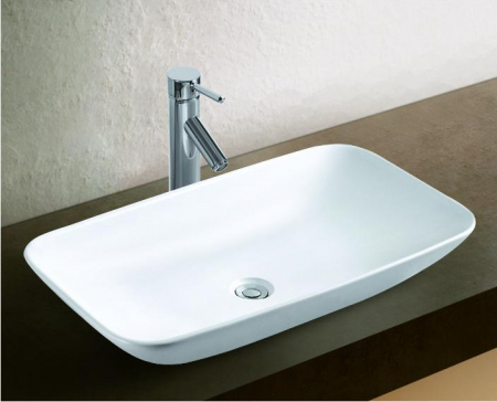 Obiecte sanitare - Lavoar dreptunghiular WASHINTON, din porțelan, montaj pe blat, 69x39,5cm - alb