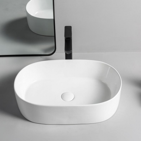 Lavoar oval DAYTON, din porțelan, montaj pe blat,  56x36,5cm - alb [1]
