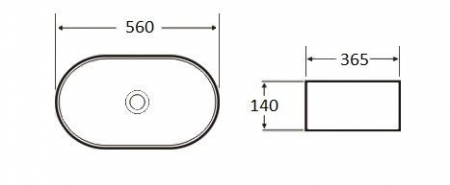Lavoar oval DAYTON, din porțelan, montaj pe blat,  56x36,5cm - alb [3]