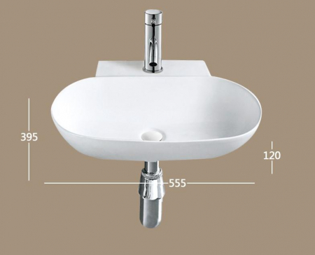 Lavoar oval DETROIT, cu montaj pe perete 56x36,5cm - Alb [2]