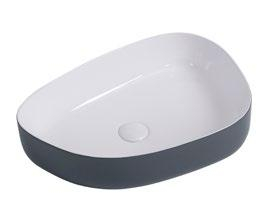 Outlet - Lavoar oval ODESSA, din porțelan, montaj pe blat 55x40cm - gri exterior / alb interior