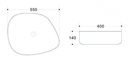 Lavoar oval ODESSA, din porțelan, montaj pe blat 55x40cm - gri exterior / alb interior [1]