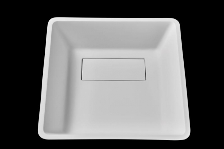 Outlet - Lavoar pătrat CLEVELAND, din Solid surface, montaj pe blat 40x39,7CM - alb