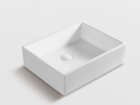 Outlet - Lavoar pătrat RENO, din porțelan, montaj pe blat 49x39cm - alb