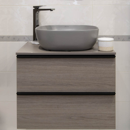 Lavoar pe blat Fluminia Calio-MG, pătrat, 42 x 42 cm, gri mat [4]