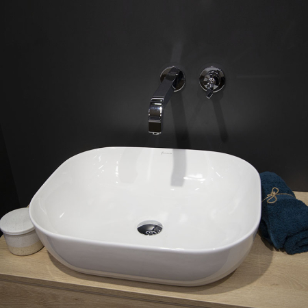 Lavoar pe blat, Fluminia, Alaska New, dreptunghiular, 50 x 40 cm, alb [4]