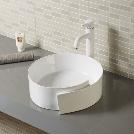 Lavoar pe blat Fluminia Amor, rotund, diametru 44 cm, alb [5]