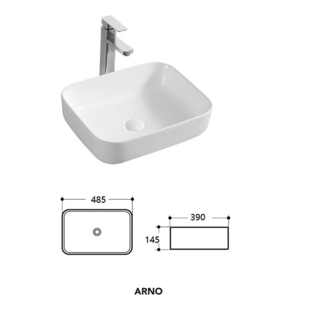 Lavoar pe blat, Fluminia, Arno, dreptunghiular, 48.5 x 39 cm, alb [5]