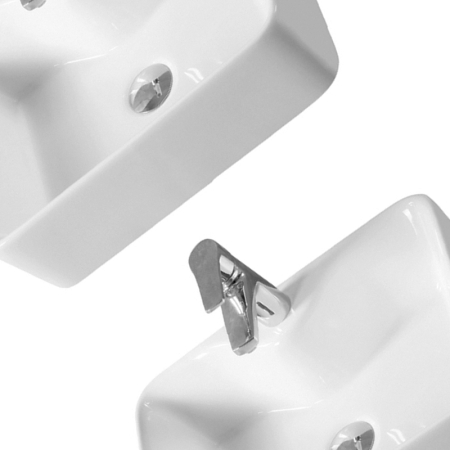 Lavoar pe blat Fluminia Baldur, dreptunghiular, cu orificiu baterie, 48 x 37 cm, alb [1]